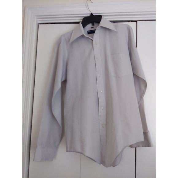 VAN HEUSEN Shirt Sz 15- 34/45 Men's Pale Gray Button Down Long Sleeve - Picture 2 of 7